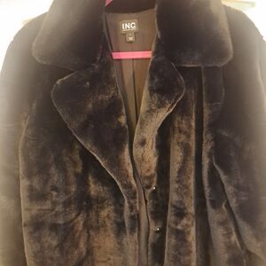 INC International Concepts Women's Plush Black Teddy Jacket
